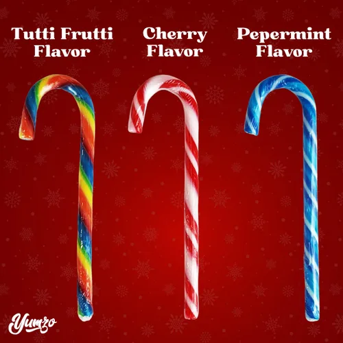 Miniatura 3 de Bastones de Caramelo de Navidad Tutti Frutti, Menta Azul/Blanca, Mezcla de Sabores de Cereza Roja y Blanca - Bastones de Caramelo a Granel Envueltos