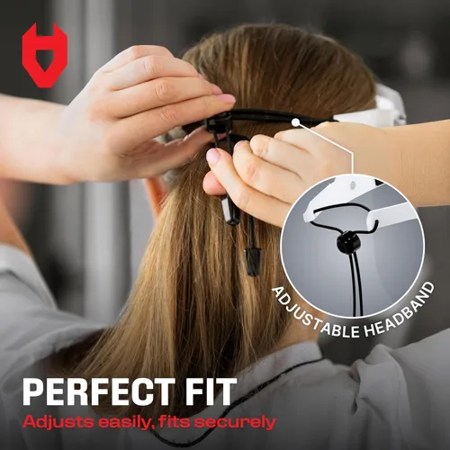 Miniatura 6 de NoCry Máscara de protección facial con diadema ajustable y 2 viseras de plástico reutilizables — Diseño abatible con bisagras de metal duraderas