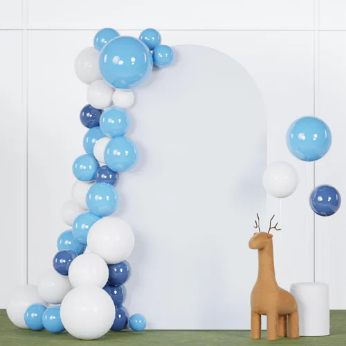 Miniatura 8 de FANPROMS Cubierta para Arco de Boda 6 Pies Azul Polvoriento Cubierta de Fondo de Arco Chiara Spandex Cubiertas de Arco Tela Elástica para Marco Beige