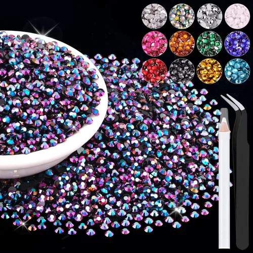 Miniatura 30 de 12000 diamantes de imitación de resina de 0.079 pulgadas a granel para manualidades (transparente), cristales deslumbrantes con parte trasera plana