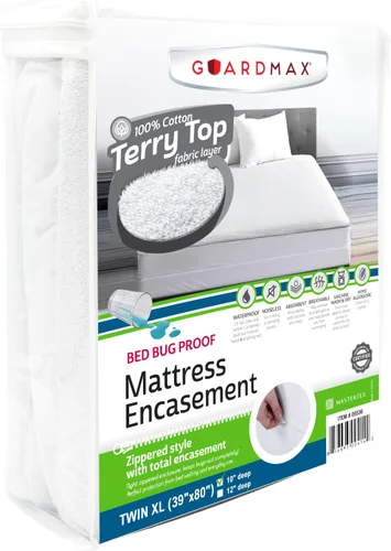 Miniatura 89 de Guardmax Funda de colchón Queen con cremallera, protector de colchón 100% impermeable, suave y absorbente de algodón de rizo superior para niños, 1