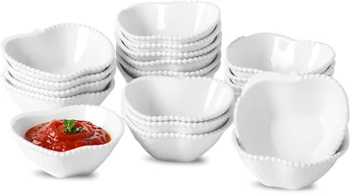 Miniatura 16 de UIBFCWN Paquete de 12 cuencos de cerámica para salsa, platos de salsa de soja de 2 onzas, cuencos/platos de salsa blanca, cuencos para pellizcar