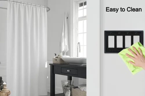 Miniatura 6 de OKAWYC Cubierta Cuádruple Decorativa para Interruptor de Luz Adler Placa de Pared de Metal, Paquete de 2 Negro 4 Vías Cuádruple Rocker