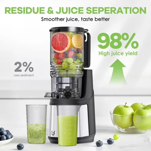 Miniatura 6 de EanOruus Cold Press Juicer, 5.8" Wide Feed Chute Juice Extractor Machine with 400W, High Juice Yield, Slow Masticating Juicer for Whole Vegetables &
