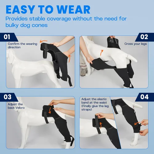 Miniatura 5 de Manga de recuperación para perro, pierna trasera para dejar de lamer, cómodos pantalones de pierna trasera para heridas ACL TPLO después