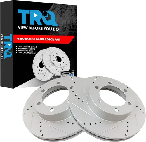 Miniatura 332 de TRQ Juego de rotores de freno de rendimiento trasero con revestimiento G premium compatible con Mazda 6 2014-2021