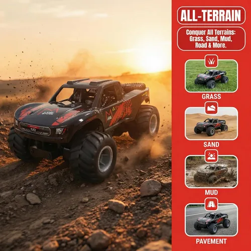 Miniatura 4 de KB KAIBO - Camiones monstruo impermeables para niños, 2.4G, coche RC anfibio, 1:16, barco RC todo terreno para niños y adultos, 4WD, 2 baterías Q156