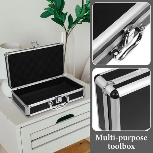 Miniatura 3 de Hemobllo Caja de herramientas de aluminio de 11 x 6 x 3 pulgadas, funda de capa de espuma con cerradura para herramientas organizadas, medicamentos