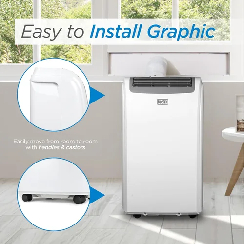Miniatura 6 de BLACK+DECKER Aire acondicionado portátil de 12,000 BTU con calefacción de 9,000 BTU, CA 4 en 1, calentador, deshumidificador y ventilador, unidad