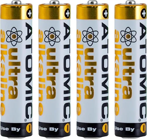 ATOMIC Baterías ultra alcalinas AA/AAA/AAAA/N-Cell 1.5V (LR6 AM3, LR03 AM4, LR8D425 AM6) (AAA, 4 baterías)
