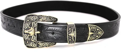 Miniatura 3 de West Star Cowboy - Cinturón liso de cuero real para uso diario