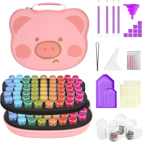 Miniatura 11 de ZORETCO Contenedores de almacenamiento de pintura de diamantes, 60 ranuras, kits de pintura de diamantes, accesorios y herramientas de pintura