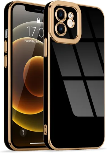 Miniatura 179 de Lafunda Diseñada para iPhone 13 Pro, fundas lujosas con chapado lindo para mujeres y niñas, elegante borde dorado, a prueba de golpes, TPU con funda