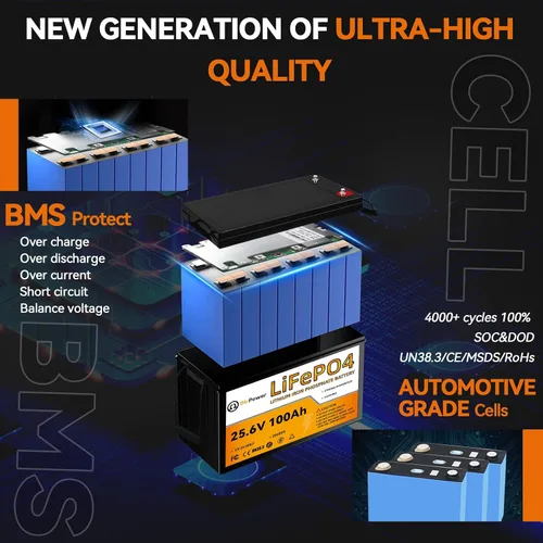 Miniatura 6 de Batería de litio de 12 V, batería LiFePO4 de ciclo profundo de 5000+ con BMS integrado de 100 A para almacenamiento en el hogar, motor de pesca por