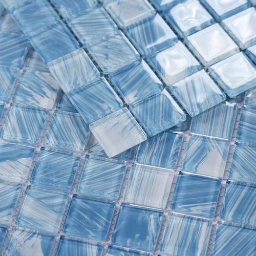 Miniatura 5 de Azulejos de mosaico de vidrio para piscina, azul, 8 pies cuadrados, azulejos impermeables para piso y pared para baño, salpicadero de cocina