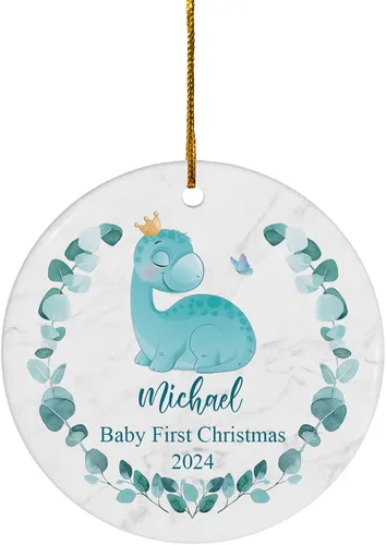 Miniatura 15 de FLOCHIL Adorno Personalizado de Primera Navidad del Bebé 2024 Niño, Adorno Colgante de Elefante de Porcelana Elefante 2
