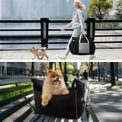 Miniatura 5 de Lesure Asiento de Coche Elevador para Perros Pequeños - Asiento de Coche Impermeable para Perros con Bolsillos de Almacenamiento, Correa