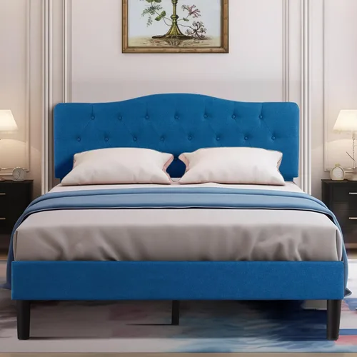 Miniatura 17 de VECELO Armazón de Cama Tamaño Individual Plataforma Tapizada con Cabecera Ajustable Acolchada/Base de Colchón con Soporte de Listones de Madera, Gris