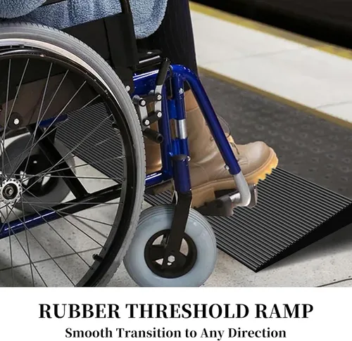 Miniatura 4 de Rampa de umbral de elevación, rampa de umbral de goma de 1 pulgada de capacidad de 1500 libras, rampa para silla de ruedas de goma sólida