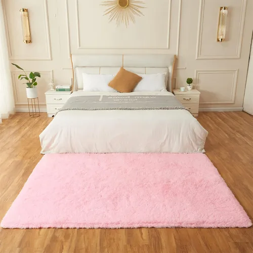 Miniatura 9 de AMTOVO - Alfombras peludas para sala de estar, alfombra grande de 5 x 7 pies, rosada, esponjosa, de liquidación, alfombra para dormitorio, alfombra