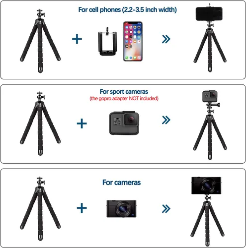 Miniatura 3 de Trípodes para teléfono, trípodes flexibles y trípode ajustable portátil con control remoto inalámbrico, compatible con teléfonos iPhone/Android