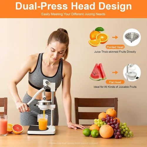Miniatura 2 de Exprimidor de hierro fundido, exprimidor manual resistente con base estable, prensa comercial de cítricos para naranja, limón, lima, pomelo