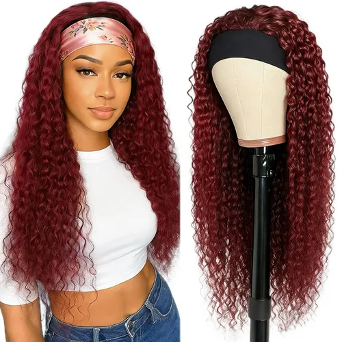 Miniatura 17 de XSY: Peluca de diadema de cabello humano de onda profunda sin pegamento, sin encaje frontal, peluca de diadema rizada, lista para usar y llevar