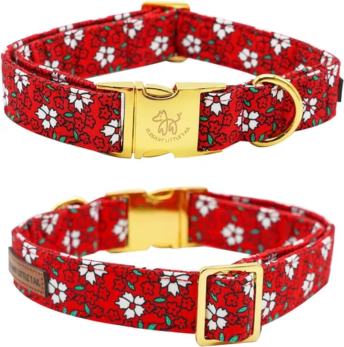 Miniatura 4 de Collar para perros Elegant little tail, collar navideño para perros con flor roja, collar festivo para mascotas, collar con lazo para perros, collar