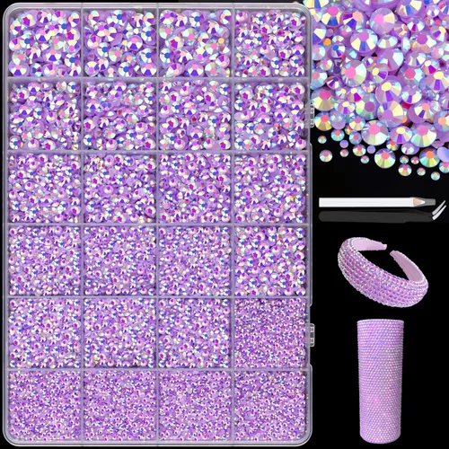 Miniatura 71 de 7000 diamantes de imitación de resina con pinzas para manualidades, diamantes de imitación de gelatina con parte trasera plana de 2/3/4/5/6mm, 4