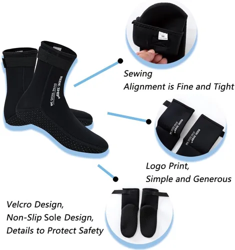 Miniatura 3 de Skyone Calcetines de neopreno para buceo, calcetines de buceo, botines de aleta para hombres y mujeres, calcetines de surf de 0.118 pulgadas