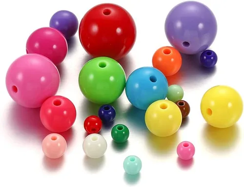 Miniatura 5 de 200 cuentas redondas acrílicas de 0.394 a 0.787 pulgadas (6 a 0.787 in) de color caramelo, cuentas espaciadoras sueltas para manualidades para hacer