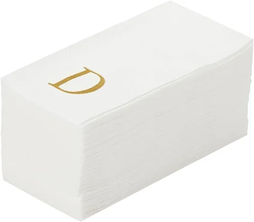 Miniatura 62 de Luxenap Toallas de invitados de tacto de lino de 15.8 X 7.9 pulgadas, 50 toallas de mano con letras - Letra dorada "S", fuente sans serif