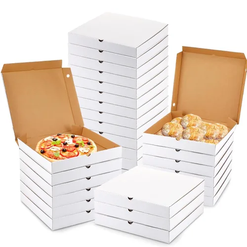 PerKoop 100 cajas de pizza de 10 x 10 pulgadas a granel de cartón vacío de 10 pulgadas, caja de pizza reutilizable cuadrada para comida para llevar,