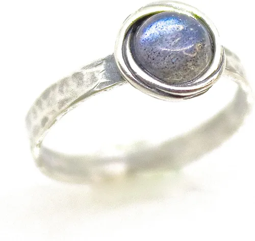 Miniatura 71 de Anillo de plata de ley con piedras preciosas para mujer, anillo apilable de piedra martillada, anillo de piedra natal