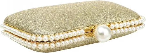 Miniatura 4 de YYW Bolso de mano de noche brillante con decoración de perlas para mujer, bolso de mano de lentejuelas para fiesta, bolso de hombro para boda