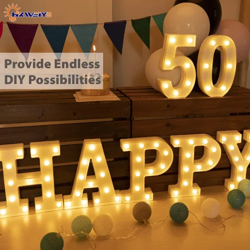 Miniatura 4 de HXWEIYE Letrero con luces LED para números iluminados-5, luces LED para carteles con números de marquesina y 26 letras del alfabeto y 10 números