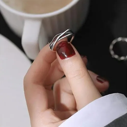 Miniatura 157 de Anillo de plata de ley 925, minimalista, ajustable, hecho a mano, para mujeres y niñas