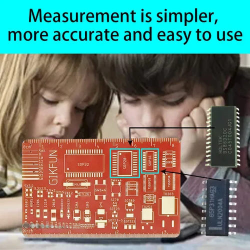 Miniatura 4 de Gikfun Regla de PCB y referencia de componentes SMD, herramienta de medición con condensador de resistencia, plantilla IC para ingenieros