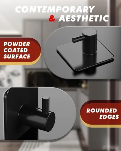 Miniatura 8 de Auxmir Ganchos Adhesivos de Servicio Pesado 30lb(Máx) Ganchos de Pared, Paquete de 5 Toallero Autoadhesivo Sin Daños, Acero Inoxidable para Abrigo