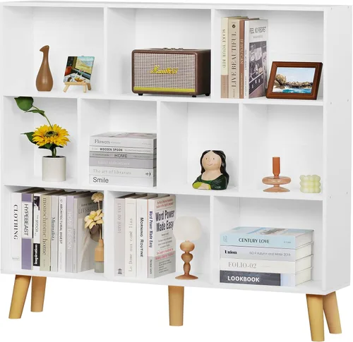 Miniatura 22 de YAHARBO Estantería de 2 cubos, soporte para tocadiscos negro con almacenamiento de vinilo de hasta 100 álbumes, estante horizontal para libros
