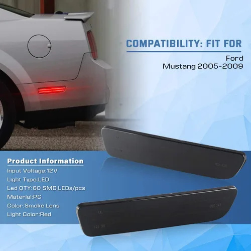 Miniatura 4 de Gempro 2 lámparas traseras de repuesto para lente ahumada, color rojo, para Ford Mustang 2005, 2006, 2007, 2008, 2009