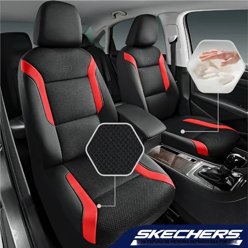 Miniatura 3 de Fundas de asiento de coche de espuma viscoelástica Skechers, fundas de asiento gruesas de malla Air Cool, fundas de asiento de coche para asientos