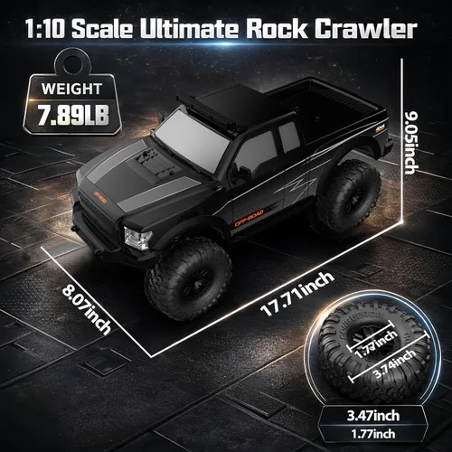 Miniatura 7 de Autos RC Camiones RC Crawler 1/10 Escala RTR Vehículo de Control Remoto 4WD 2.4GHz Cepillado Todoterreno Carreras Grado Pasatiempo Modelo con Luces
