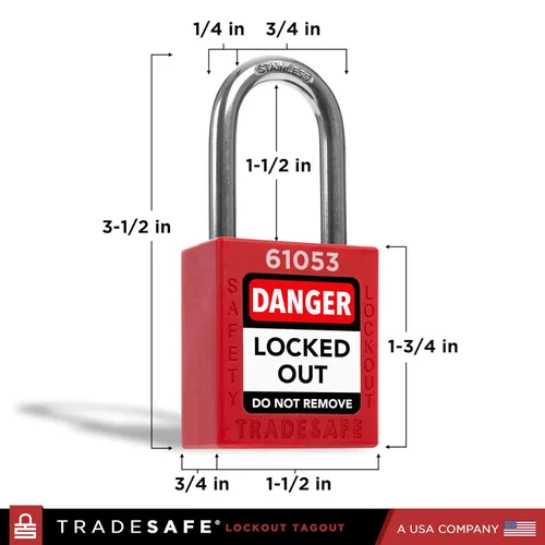 Miniatura 2 de TRADESAFE Juego de cerraduras de bloqueo - 7 candados iguales con llave roja, 2 llaves por cerradura, cerraduras Loto compatibles con OSHA