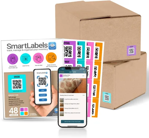 Miniatura 8 de Smart Labels Paquete de 48 calcomanías de código QR (modernas) fabricadas en Estados Unidos, etiquetas de código QR para almacenamiento