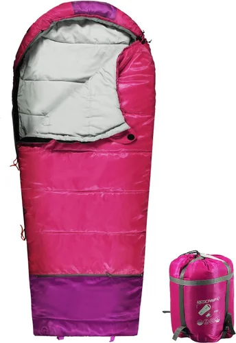 Miniatura 18 de REDCAMP - Saco de dormir para niños tipo momia para acampada, saco de dormir de 3 estaciones para clima frío, para niños, niñas y adolescentes, Azul
