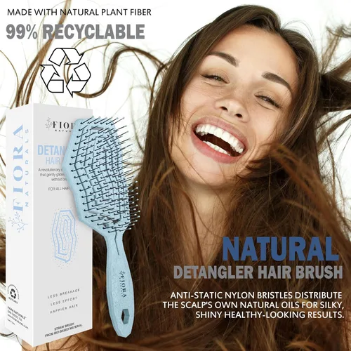 Miniatura 6 de Fiora Naturals Cepillo desenredante para el cabello, cepillo desenredante 100% ecológico con cerdas ultrasuaves, se desliza a través de los enredos