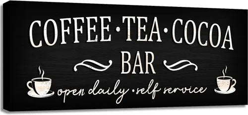 Miniatura 8 de Funny Coffee Signs for Kitchen Decor, Rustic Coffee Til Cocktails Canvas Wall Art for Home Bar Cart Station, 6x17" Framed