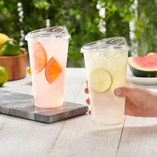 Miniatura 3 de Comfy Package - 100 vasos de plástico transparente con tapas sin pajilla, 24 onzas, tazas de café helado desechables con tapas, ideales para bebidas
