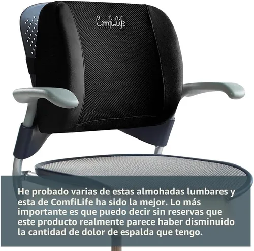 Miniatura 7 de ComfiLife - Cojín de respaldo lumbar para silla de oficina y asiento de coche, de espuma viscoelástica, con correa ajustable y malla 3D transpirable
